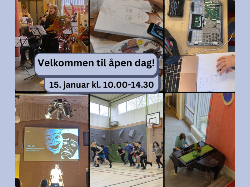 Velkommen til åpen dag onsdag 15.1.25 kl.10.00 – 14.30!